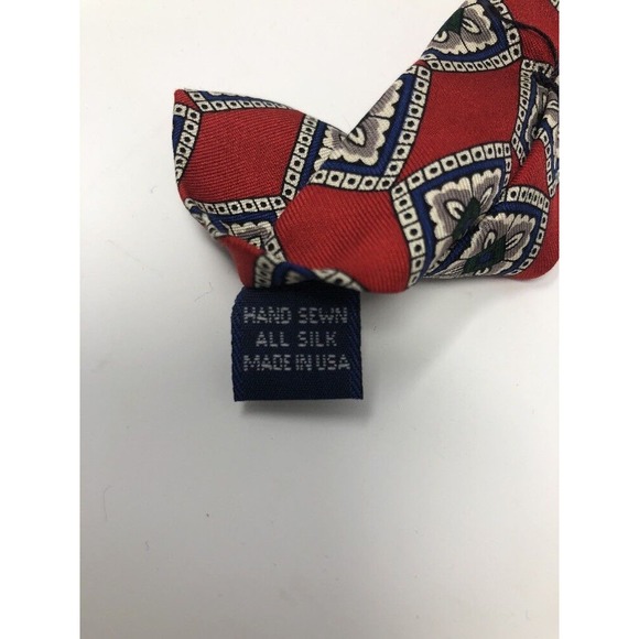 Jos A Bank Executive Collection Tie Red White Blue Geometric Floral Necktie Mens - Picture 4 of 4
